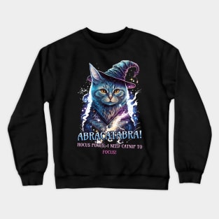 Mystic Meowster - Enchanting Cat Wizard Design Crewneck Sweatshirt